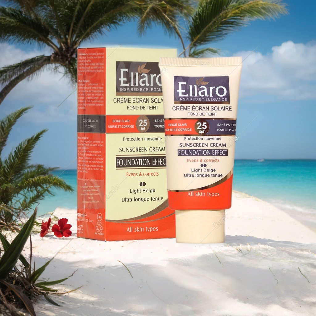 کرم ضد آفتاب  الارو با پوشش کرم پودر SPF25 (بژ روشن) انواع پوست